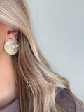 Pave Pearl Disk Earrings